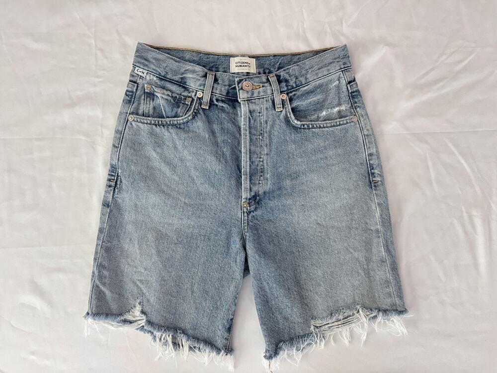 Citizens Of Humanity Camilla Long Jean Shorts 25 Blue Light Wash Denim